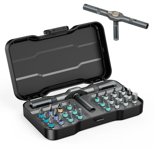 OQIMAX 24 in 1 Magnetic Screwdriver Set, DIY Ratchet Screwdriver Kit, Multi Magnetic Drive Tool with Detachable Ratchet Handle, Portable Repair Screwdriver Set for Furniture Computer Bicycle