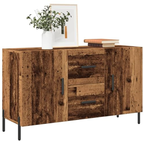 Myheimly Sideboard, Kommode mit viel Stauraum, Mehrzweckschrank Anrichte für Wohnzimmer, Schrank Beistellschrank Metallbeine,Modern,HolzwerkstoffAltholz