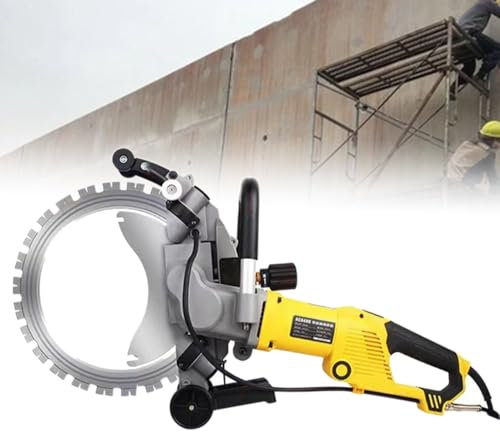 Nicvrea Sega Circolare Elettrica per Calcestruzzo, Scanalatrice per Muri da 5000W, Sega Circolare per Calcestruzzo con Sistem-a di Abbattimento Polveri Ad Acqua, profondità di Taglio di 29cm