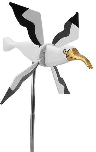 OVAQUIXI Flying Seagull Windmill Garden Spinner, Lawn Ornament, Outdoor Yard Decoration, Resin and Iron, 10.2x9.6 Inch, Weatherproof