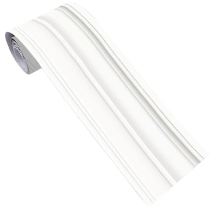 ACESOME Tapetenbordüre Selbstklebend, PVC Weichsockelleiste Selbstklebende Bordüre, Luxuriös Bodenleisten Selbstklebend für Fugen in Wohnbereich, Küche, Bad (Weiß)