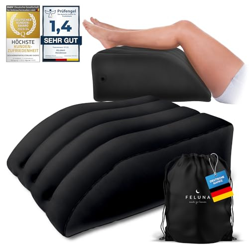 Ergo Keilkissen & Venen-Kissen zum Schlafen und Rückenentlasten; Orthopädisches Rückenentlastungskissen, Beinkissen & Beinstützkissen zur Linderung von Schmerzen und Heilung (Schwarz)