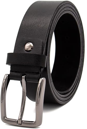 jazzylab Moderner Herren Ledergürtel – 35 mm – Bundweite 100cm / Gesamtlänge 115cm - Schwarz