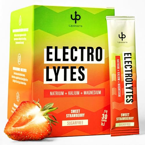 Upsters Electrolytes Sweet Strawberry | Elektrolyte ohne Zucker mit Mineralstoffen & Cholin | 30 Sticks | Zuckerfreies Pulver für Alltag & Sport | Vegan & Keto (30 Portionen, Erdbeere)