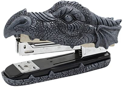 Angoily Dragon Head Resin Stapler Paper Stapling Tool Office Stationery Desktop Decor Unique Creative Design for Home and Office