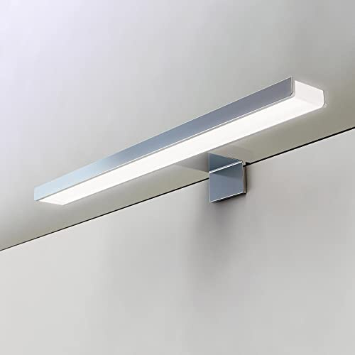 YIQAN LED Spiegelleuchte Bad 40cm Warmweiß 3000K 1100 Lumen, IP44 Wasserdicht Chrom Badleuchte, 3 Montageoptionen Wand-/Schrank-/Bildleuchte, Korrosionsbeständig Aluminium