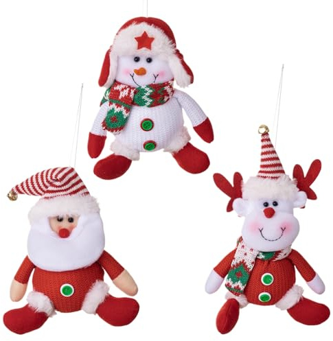 FVPKYUR Decorazioni Natalizie - 3 Pezzi Babbo Natale Pupazzo di Neve Alce Bambola,Decorazione Natalizia - per Camera da Scrivania Porta Parete Davanzale Soggiorno Studio