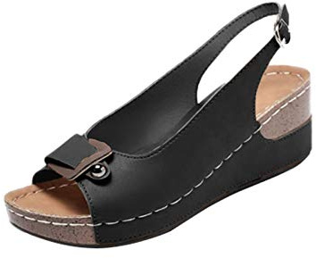 Damskor sommarskor platt öppen sommar wear andas mun kvinnor enkel tå sandaler sandaler utomhus damer, svart, 40 EU