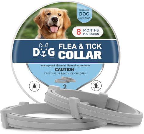 NJKPUYT Tick and Flea Collar for Dogs, Flea Collar for Dogs, Tick Collar for Dogs,Flea Collar for Large Dogs, Dog Flea Collars, Lasts Up to 8 Months, Indoor & Outdoor Use – 2 Pack