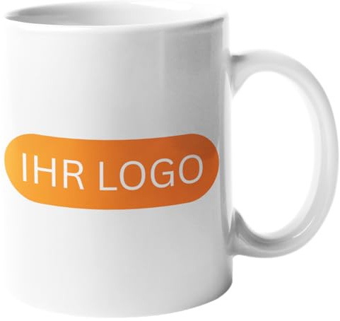 Tassenteam Firmen Tasse mit Logo 6 Stück mit eigenem Logo gestalten - hochwertiger und langlebiger Druck - Logotasse personalisieren Firmenlogo, verschiedene Tassenfarben verfügbar