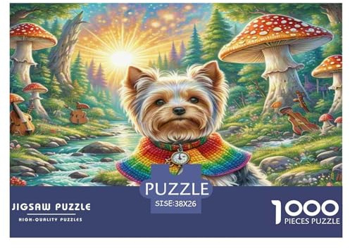 Yorkshire Terrier Jigsaw Puzzles Puzzles for Adults Kids. 1000 Pieces Whimsical Challenge Toy Educational Game Home Decoration for Educational Games Gifts 38x26cm/1000pcs
