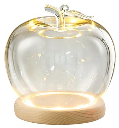 Glass Dome, Fruit Shape Glowing Ring Display with Preserved Flower Glass Cover, Decorative Showcase for Collectors, Home, Office, Apartment, Shop