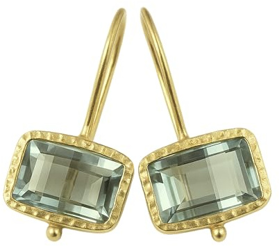 Grüner Amethyst Ohrringe 925 Sterling Silber vergoldet | Handgefertigter Edelstein Schmuck – Geschenk für Frauen (grüne amethyst)