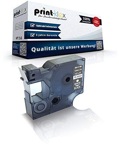 Print-Klex Schriftband kompatibel für Dymo D1 45021 abelmanager100Series Labelmanager120 Labelmanager150 Labelmanager160 200 S0720610 12 mm x 7 m White Black Farb Band - Color Line Serie