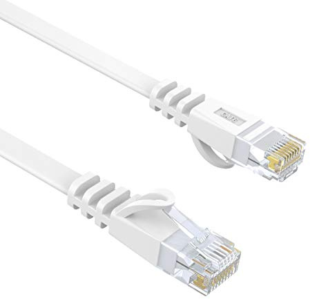 Larrok Ethernet Cable Cat6 RJ45 5M Gigabit Lan Network Cable Snagless Patch Internet Cable Flat White Cord 250MHz Computer Cable High Speed 16ft