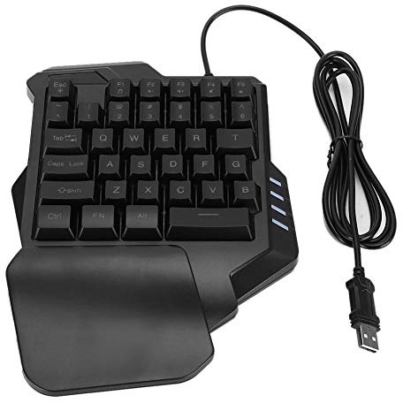 Teclado con Cable para Juegos Individuales Teclado mecánico para Juegos con una Sola Mano con retroiluminación LED y Soporte para reposamuñecas para Sistemas XP/Win