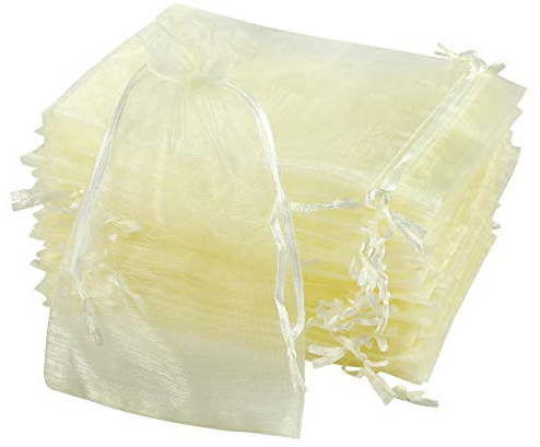 Naler 120 x Organzasäckchen Champagner Organzabeutel Organza Schmuck Säckchen Geschenktüten für Verpackung, 10 x 15 cm