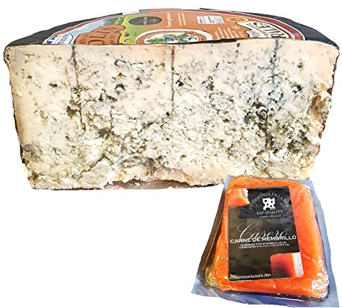 Queso Cabrales Denominación de Origen Protegida Peso Aproximado 1250 gramos - Medio Cabrales con Membrillo TDW - Queso Galardonado en varias ediciones con el premio World Cheese Award