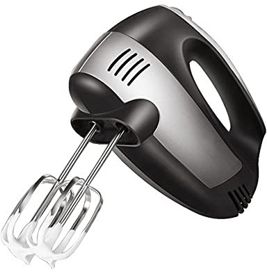 SMSOM Mélangeur à Main 300W Mélangeur électrique à 5 Vitesses avec mélangeur de Cuisine à Main Turbo Comprend des batteurs, des Crochets de pâte, Noir