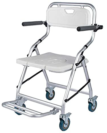 LHZHG Duschhocker mit Rollen Senioren Duschstuhl Badehocker mit Rückenlehne und Armlehnen Klappbarer Duschsitz Sitzbreite: 41cm Sitztiefe: 42cm Duschhilfe für Ältere und Behinderte (Color : Chair)