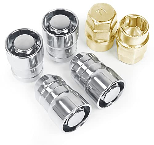 MIKKUPPA M14x1.5 Wheel Locking Lug Nuts, Chrome 1.5 Length Cone Seat Wheel Tire Lock Nuts Set with 2 Socket Key - Set of 6