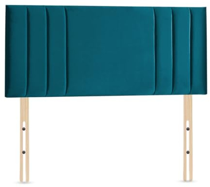 Elixir RIO 3 Divan Bed Headboard | Plush Velvet Fabric Headboards for 4ft6 Double Size Bed | Elegant design with wooden material headboards for beds (Mallard, 4ft6 Double Height-20inch)