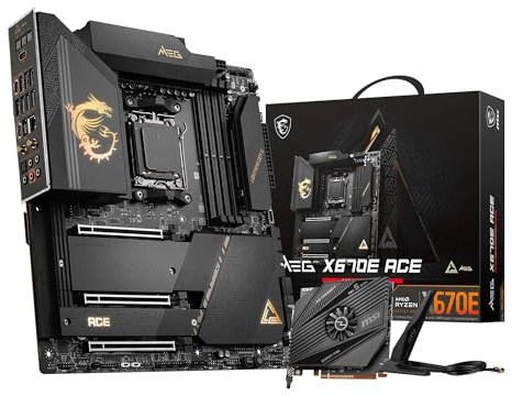 MSI MEG X670E ACE Mainboard, ATX - Unterstützt Ryzen 9000, 8000 & 7000 Serie Prozessoren, AM5-22 Duet Rail 90A Power Stage, DDR5 Memory Boost 6600+MHz/OC, 3 x PCIe 5.0 x16, 2 x M.2 Gen5, Wi-Fi 6E