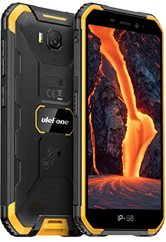Ulefone Android 12 4G Smartphone Incassable Armor X6 Pro, 4Go+32Go, 5,0 IP68 Robuste Téléphone Débloqué, Double SIM, Double Caméra 13MP, Batterie 4000mAh, Déverrouillage du Visage, GPS NFC FM Orange