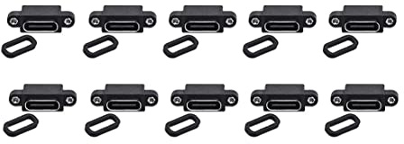 Ocnvlia 10 StüCk -USB TYP C 4-Pin wasserdichte USB C Buchse mit Schraube Loch Laden Schnittstelle USB Anschluss