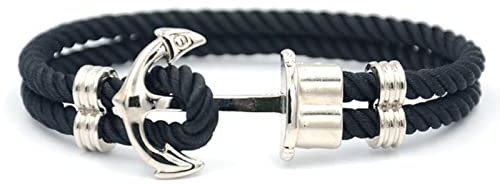KhuWan Herren Ankerarmband aus Nylon in Marineblau und Anker aus Messing