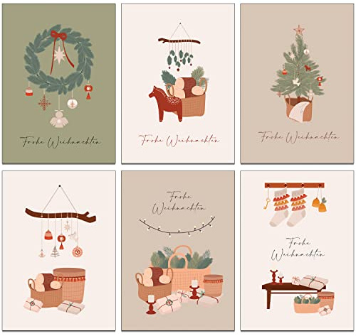 36 biglietti di Natale riciclati con buste, elegante tradizionale, cartoline e cartoncini (36 pezzi)