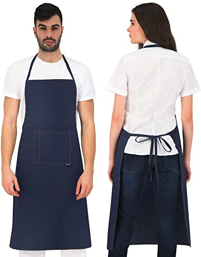 PALLTEX Borago Kochschürze Männer Kochschürze Damen Schürze Damen Schürze Herren für Kochen Basteln Malen Backen (Denim)
