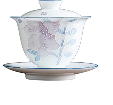 Taza de té 175ML Pintada a Mano Lirio Sopera Taza de té de Porcelana de Jade Blanco Decoración de Oficina Elegante Regalo de cumpleaños para Mujer (Color : A) (Amarillo, Blanco, Jade)