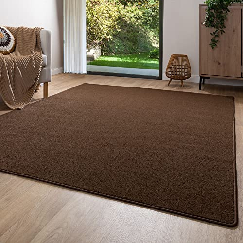 Steffensmeier Kurzflor Teppich Ibiza | Wohnzimmerteppich | Stilvoll | Pflegeleicht | Jugendteppich | Braun, Größe: 200x250 cm