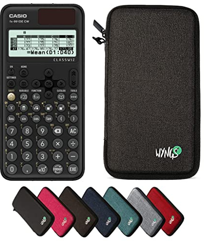 Casio fx-991DE CW ClassWiz inkl. WYNGS Schutztasche Dunkelgrau - Wissenschaftlicher Taschenrechner - Basic Set