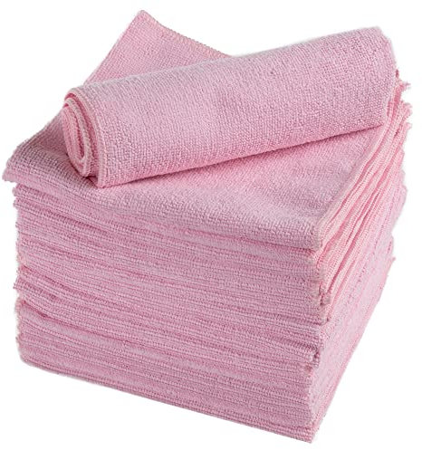 ABENA Pink Microfibre Cloths | 40 x 40 cm | Pack of 20 | Multipurpose Cleaning Cloths | Glasses Cleaner Cloth | Dish Cloths | General Duster