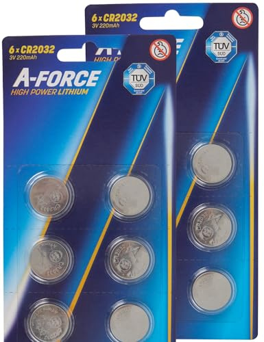 2 x 6 Piles Boutons A-Force, cr2032 Piles Bouton au Lithium 3 V Batterie, Batterie, Piles, Appareil Electrique,
