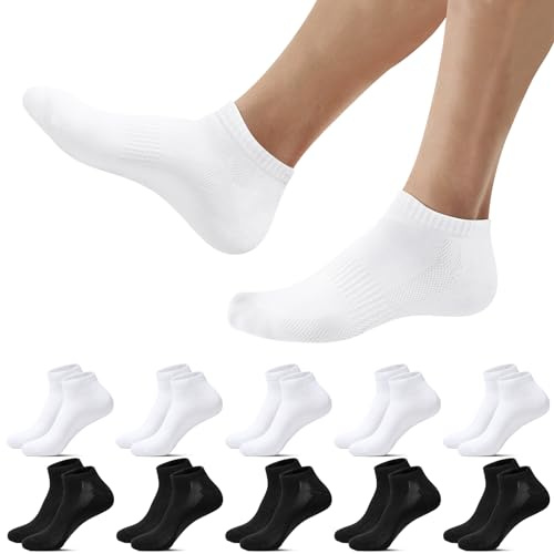 Falechay 10 Paires Chaussette Hommes Socquettes Femme Noir-Blanc 43-46