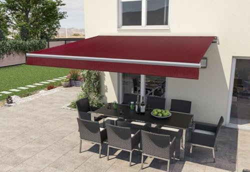 Gelenkarm-Markise Berlin mit Funkmotor Bordeaux rot Breite 300 cm Ausfall 200 cm Markisen