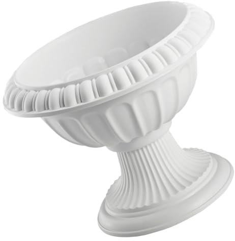 YARNOW Urnen Pflanzgefäß Blumentopf aus Kunststoff Weiß Europäischer Stil Römische Blumentöpfe 25cm Durchmesser für Garten Veranda Haustür Hochzeit Balkon Deko Übertopf