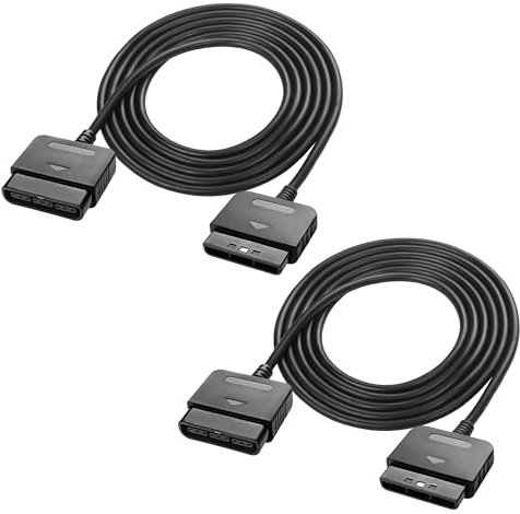 MEIRIYFA PS2 Controller Extension Cable Cord, 1.8M Extender Cable Compatible with Playstation 2 PS2 Game Console Wired Controller - 2Pack