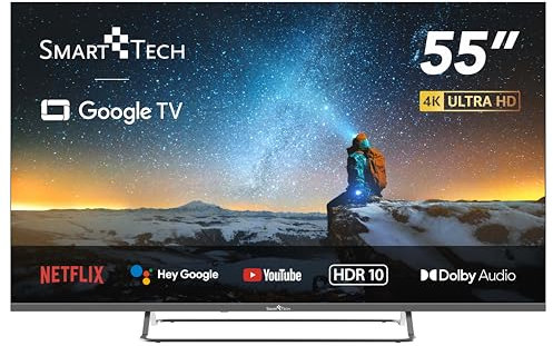 SMART TECH TV 4K UHD 55 (139 cm) 55UG02V, Smart TV Google TV, HDMI, USB, HEVC, Dolby Audio, HDR 10, CHROMESCAST, Google Assistant