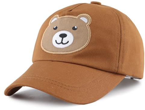 XIAOHAWANG Baseball cap Bambini Berretto da Baseball Estivo Cappellino Visiera Regolabile per Ragazze dei Ragazzi Cappello di Protezione UV per 2-10 Anni (Orso Caramello, 6-24 Mesi)