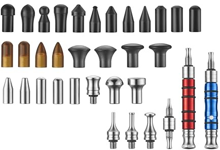 kauplus 34PCS Tap Dow Dent Repair Tool Kit, Paintless Removal Tools, Auto Body Motorcycle Gas Tank Dent Ding Fix Tools
