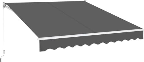 DIY Patio Clamp Markise Terrassenüberdachung, 10 × 8 Ft Patio Awning, Retractable Sun Shade Awning With Manual Crank Handle, Manual Aluminum Deck Awning For Patio/Balcony Shade Shelter Retractable(Dar