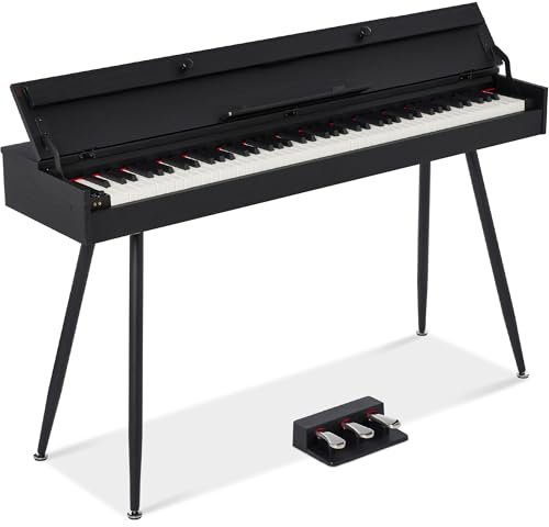 Best Choice Products 88-Key Weighted Full Size Digital Piano, Modern Desk Keyboard w/Metal Legs, 3 Sustain Pedal, MIDI, Headphone Jack - Black