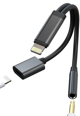 Lightning auf 3.5mm Kopfhörer Klinke Adapter(2in1)für iPhone 14 13 12 Pro Max Lade Kabel Adaptateur für Apple MFi Certified Aux Audio Anschluss Auto Zubehör für iPad Ladegerät Headphone Jack Konverter