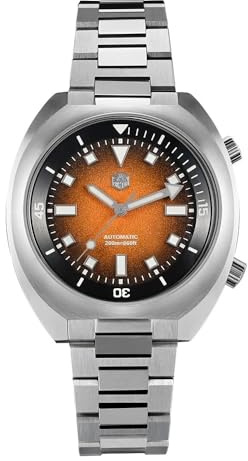 San Martin 42 mm kompressor dykare klocka SN0066 rostfritt stål fantastisk gradient urtavla, Tonad orange