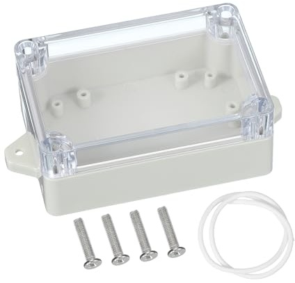 PATIKIL 100x68x40mm Junction Box, Electrical Enclosure Box ABS Plastic Waterproof Outlet Plug Cover Cord Protector with Mounting Plate for Outdoor Indoor, White/Transparent