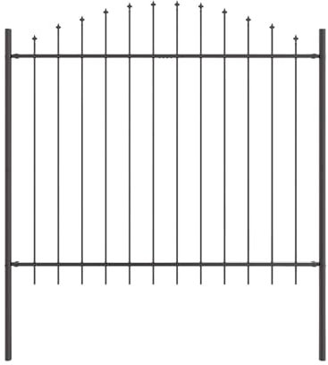 vidaXL Trädgårdsstängsel 5 pcs Grå 170 x 165 cm Pulverlackerat stål, Trädgård och terrass avskiljare, modern, hållbar utomhusfence, vattenavvisande ytbehandling, gräsmatteavskiljare